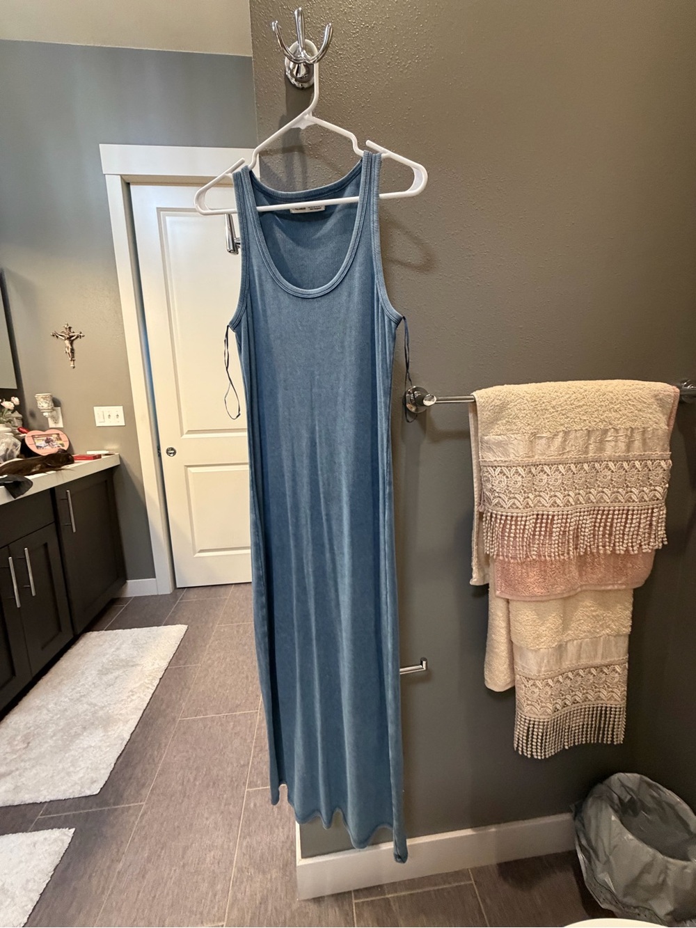 Pull&Bear Ribbed Light Blue Tank Dress